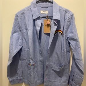 Soludos “Good Vibes” Rainbow Stitched Solmates‎ Jacket Women’s Sz M (New W Tags)